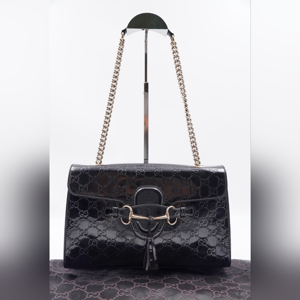 X40❤️Gucci Emily Chain Flap Bag Guccissima Patent